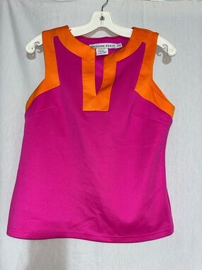 Gretchen Scott Pink and Orange Colorblock Top built-in shelf Bra small